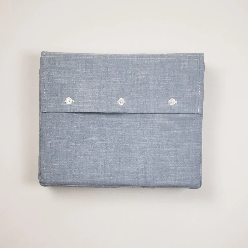 Ralph Lauren Home Workshirt Chambray Queen Flat Sheet Blue 100% Cotton 108 x 96 - Picture 6 of 16